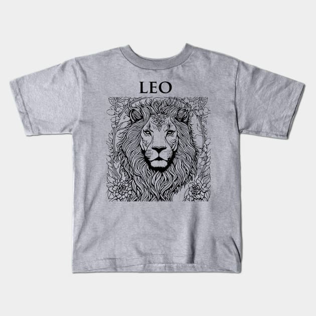 Leo Zodiac Sign Kids T-Shirt by lkn